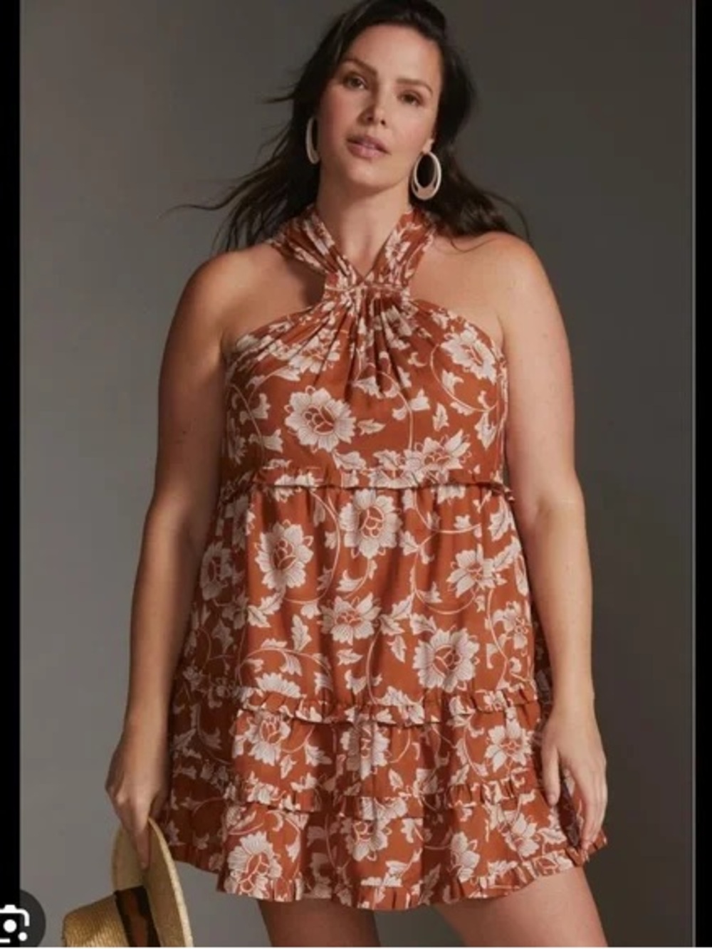 Anthropologie Blush Pink Tiered Sundress with Floral Trim